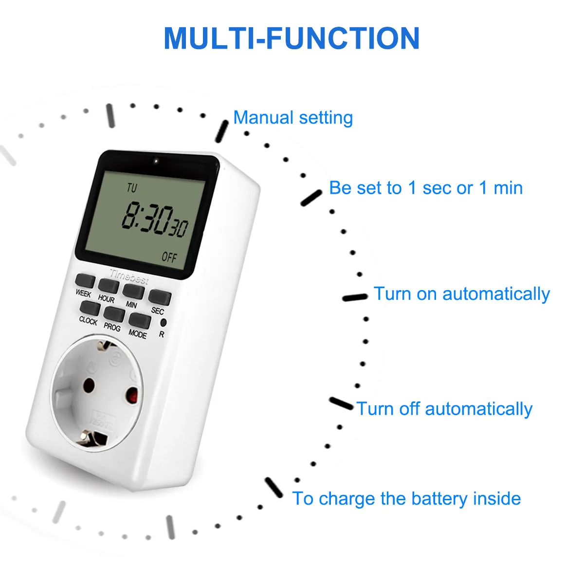 220V AC EU Digital LCD Power Meter Wattmeter Socket Wattage Energy Meter US UK AU Measuring Outlet Power Analyzer Programmable