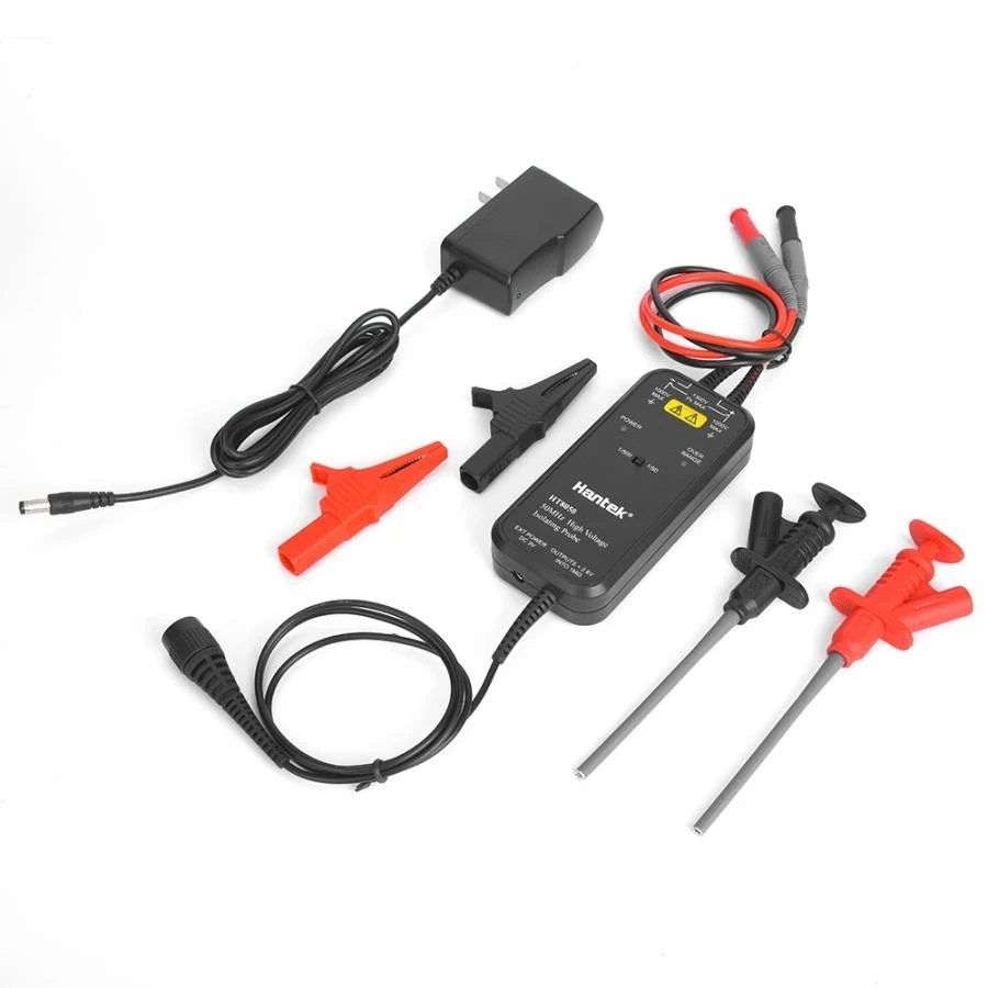Hantek-osciloscopio de 100MHZ HT8050/HT8100, sonda diferencial de alto voltaje, sonda de aislamiento, indicador LED, herramientas de accesorios