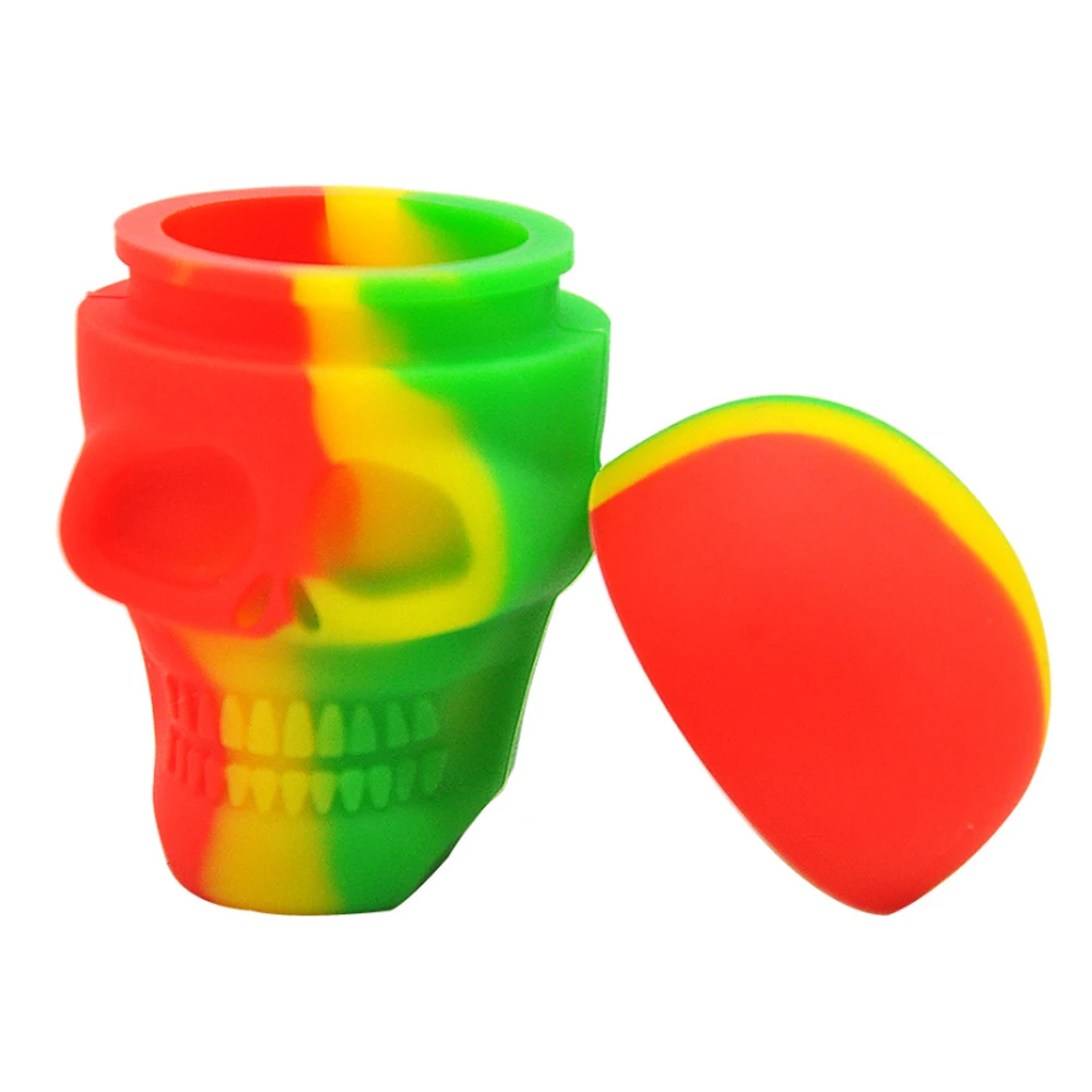 10Pcs Silicone Container Skull Shape 3ml Storage Oil Jar Box Nonstick Wax Portable KitchenTobacco Smoking Smoke Accessories