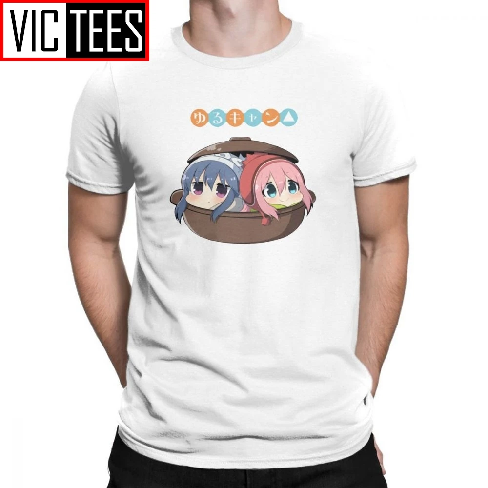 Yuru Camp Dumpling Men T Shirts Large Size T-Shirts Short Sleeved Tee Shirts Men's Camisetas Purified Cotton Round Collar Comic