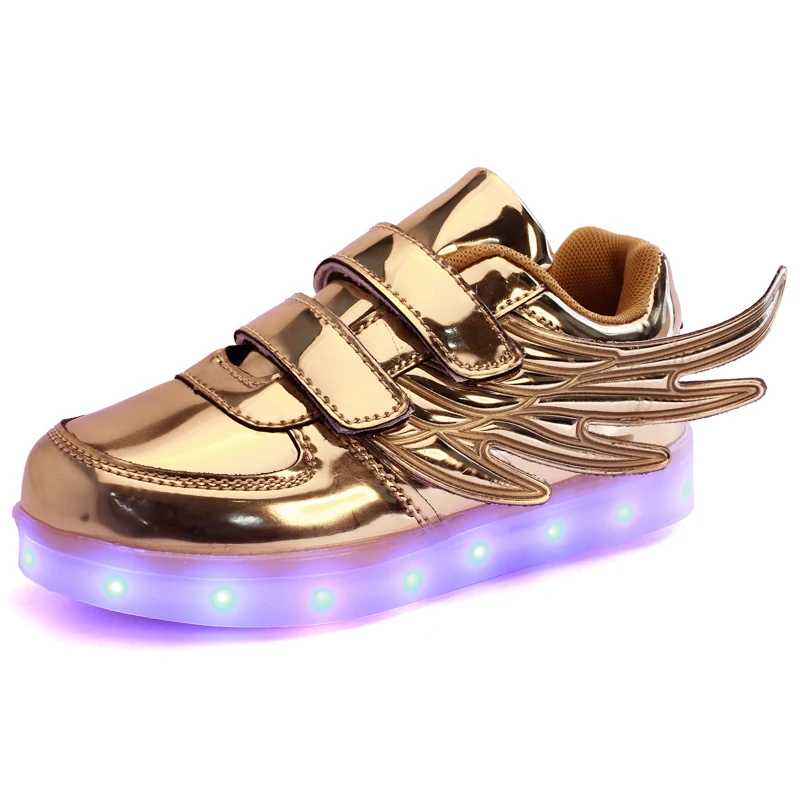 UncleJerry-Zapatillas luminosas con carga USB para niños y niñas, zapatos de moda para correr con luces led