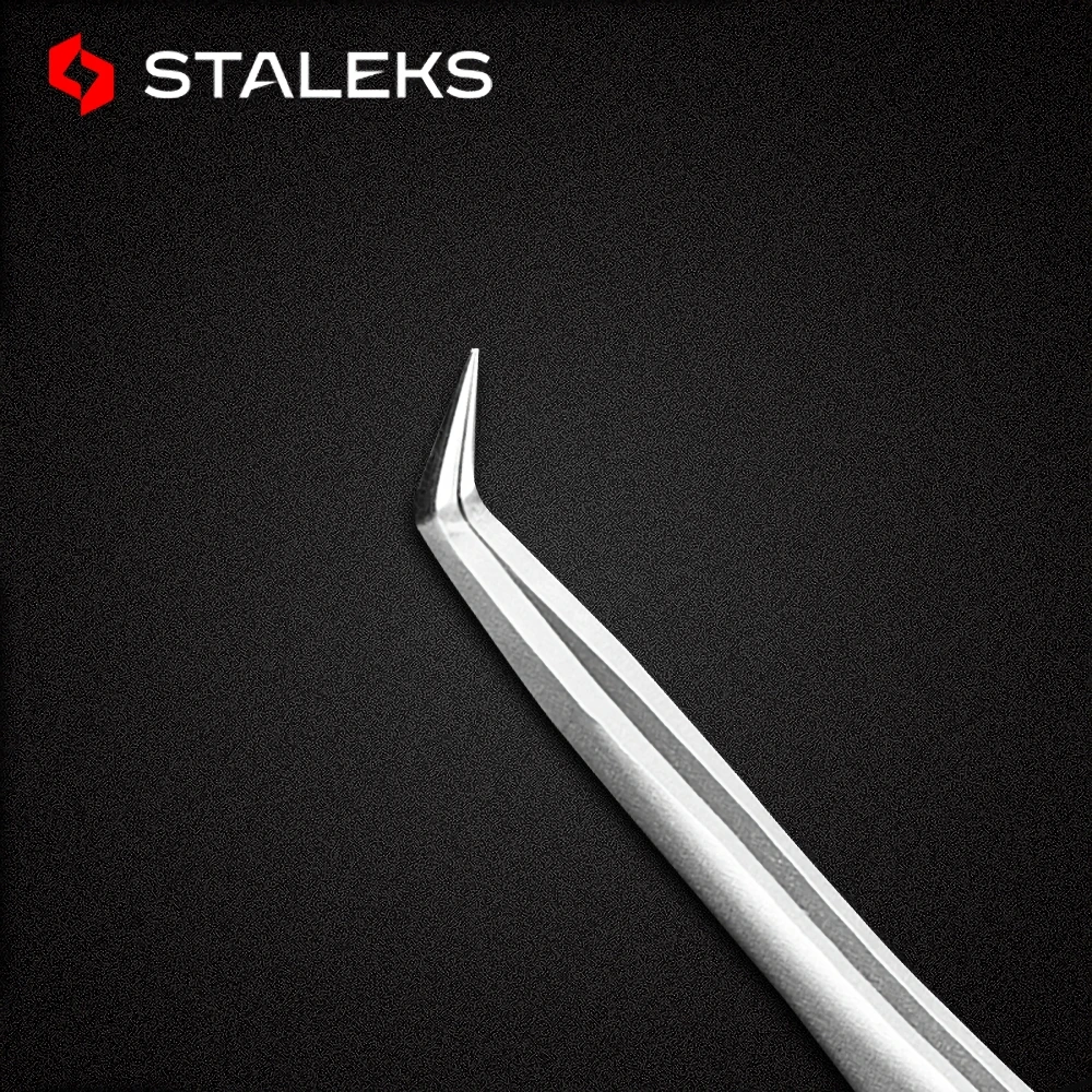 STALEKS PRO TE-40-2 Wave Pattern Embossing Tweezers Grafting Eyelashes Blooming ESD High Precise Hyper Fine AISI