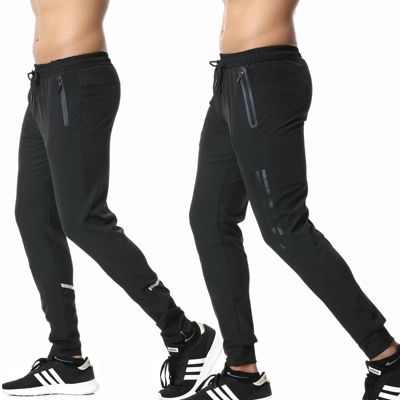 Homens esportes correndo calças com zíper bolso atlético futebol calça treinamento esporte calças legging jogging ginásio