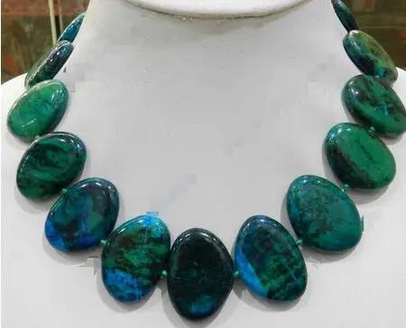 

LARGE 23X32MM FLAT BLOCK-SHAPED AZURITE GEMS PHOENIX STONE BEADS NECKLACE