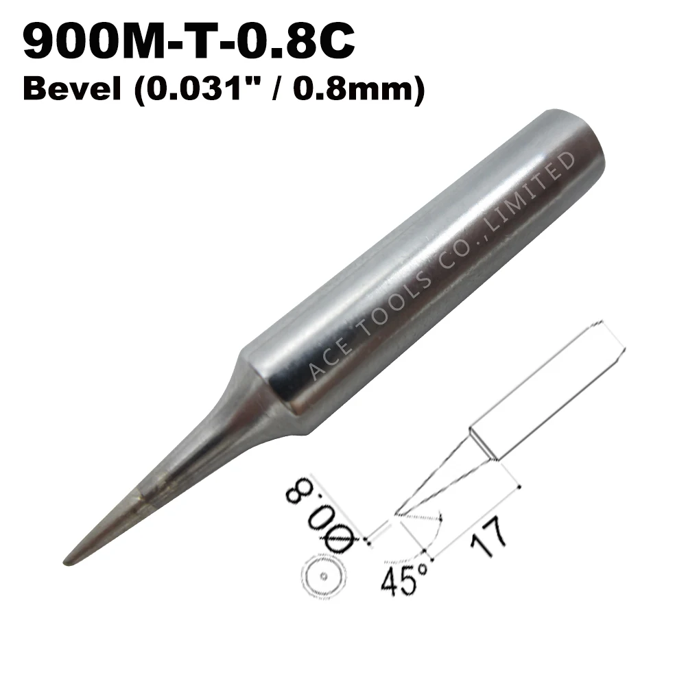 

5 PCS Soldering Tip 900M-T-0.8C Bevel 0.8mm for Hakko 936 907 Milwaukee M12SI-0 Radio Shack 64-053 Yihua 936 X-Tronics 3020 Iron