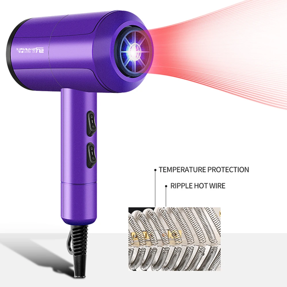 Фен профессиональный с отрицательными ионами и насадками для парикмахерской