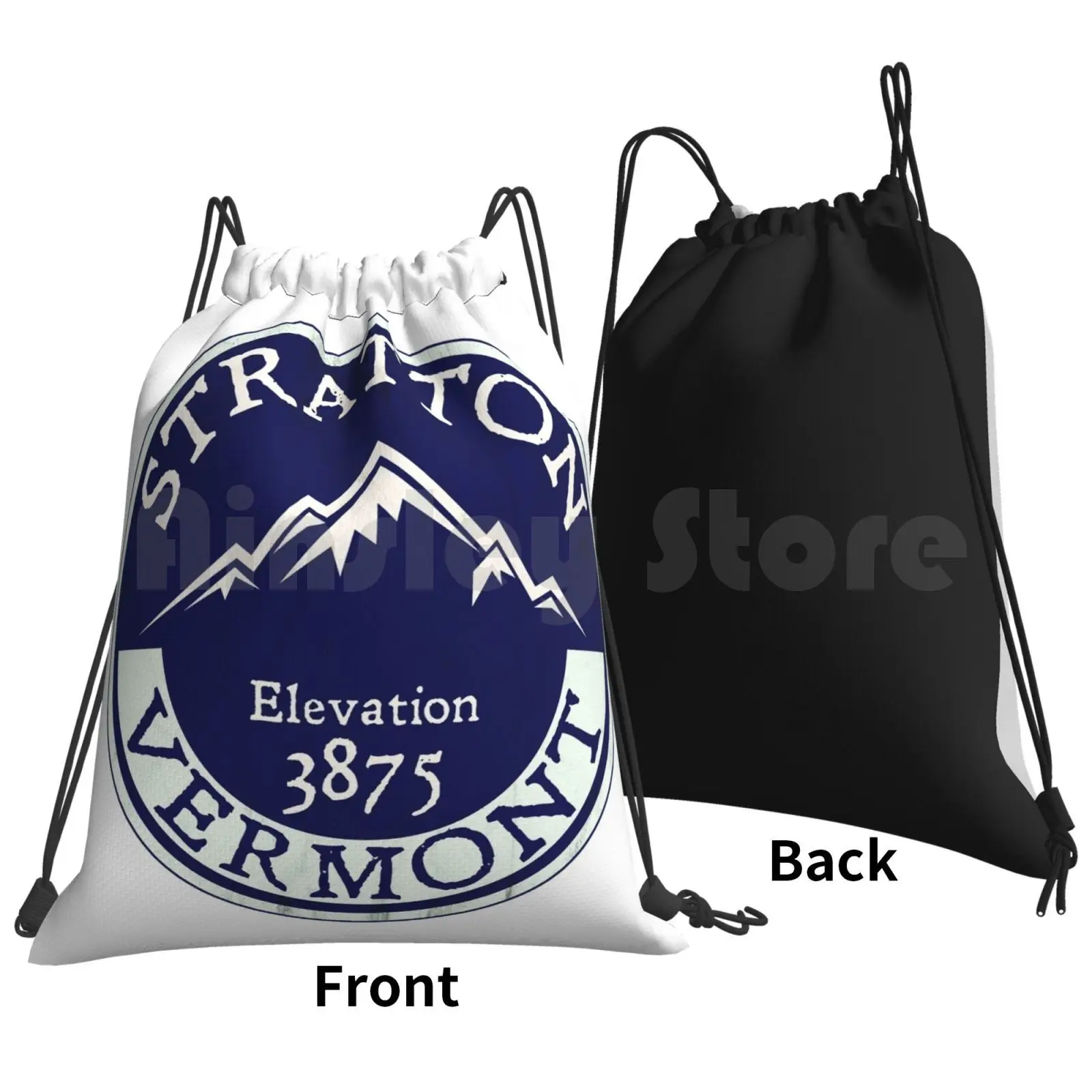 Stratton Vermont Skiing Mountains Ski Snowboarding Winter Sports Londonderry Backpack Drawstring Bag Riding Climbing Gym Bag