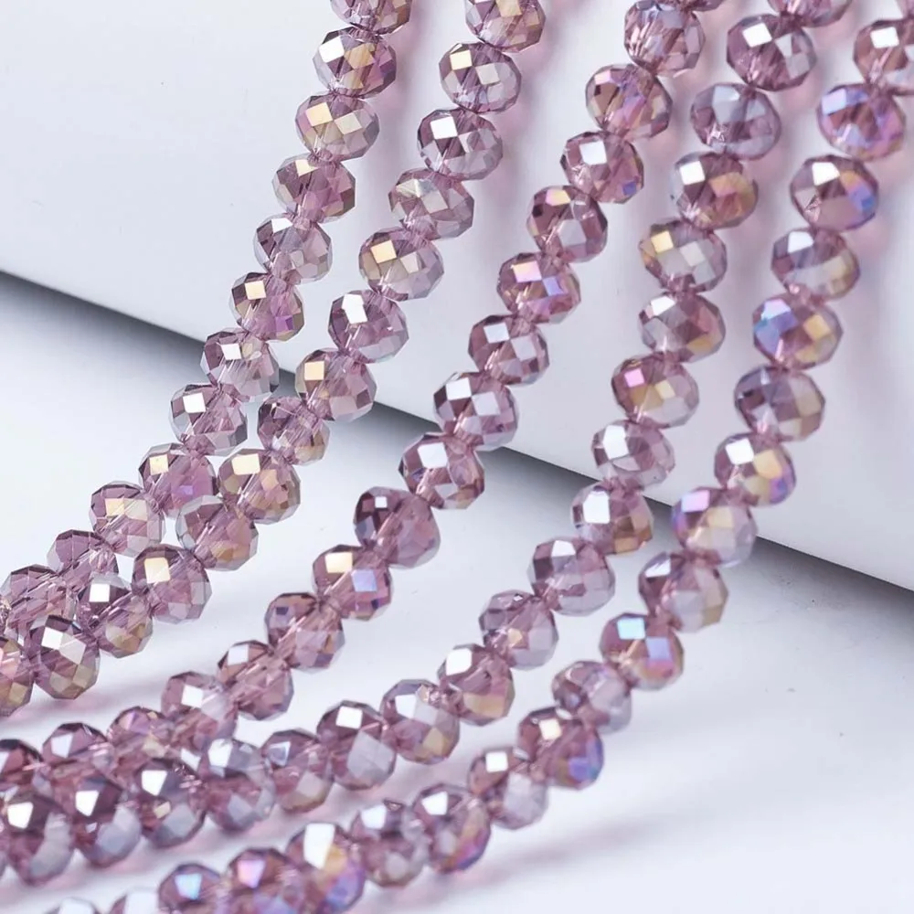 10 Strands AB Color Plated Electroplate Glass Beads Strands Faceted Rondelle 4x3mm 6x5mm