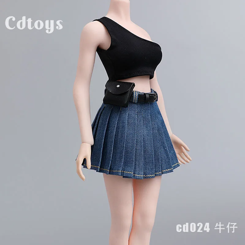 1/6 CDTOYS CD024 Female Soldier Clothes Set Many Colors School Uniform Small Vest Pleated Skirt Belt For 12'' Action Figure