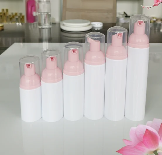 

30ps 30ml 50ml 60ml 80ml Plastic White Foamer Pump Bottle Cosmetic Bottle lashes Cleanser Soap Dispenser Foam bottle pink pump