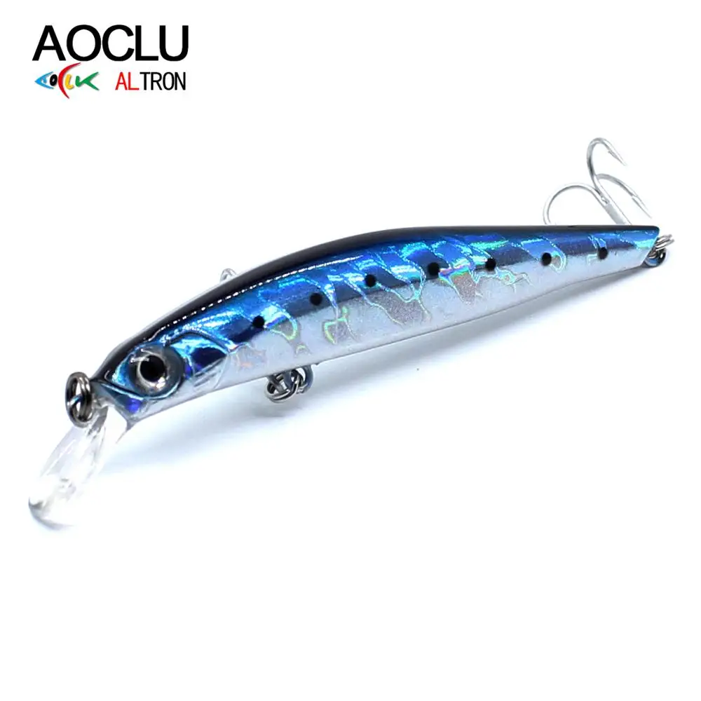 AOCLU-Sinking Minnow Hard Bait Wobbler Shad Crankbait, All Class Fishing Lure, Bass Fresh Salt Water Tackle, 80mm, 7.5g