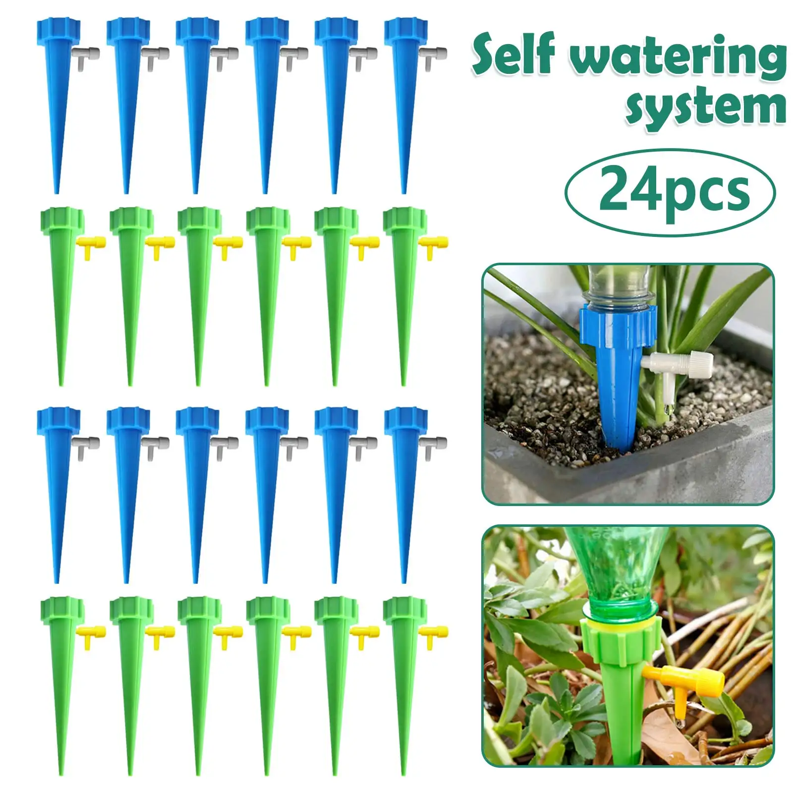 

24pcs Plant Self Watering Spikes Auto Drippers Irrigation Devices Vacation Automatic Plants Water System for Potted Flowers