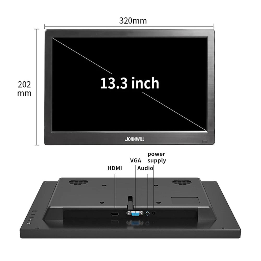 Imagem -02 - Display de tv Lcd para Gamer Monitor de pc Hdmi Vga Usb av Bnc 12 10 13.3 Polegadas 1366x768