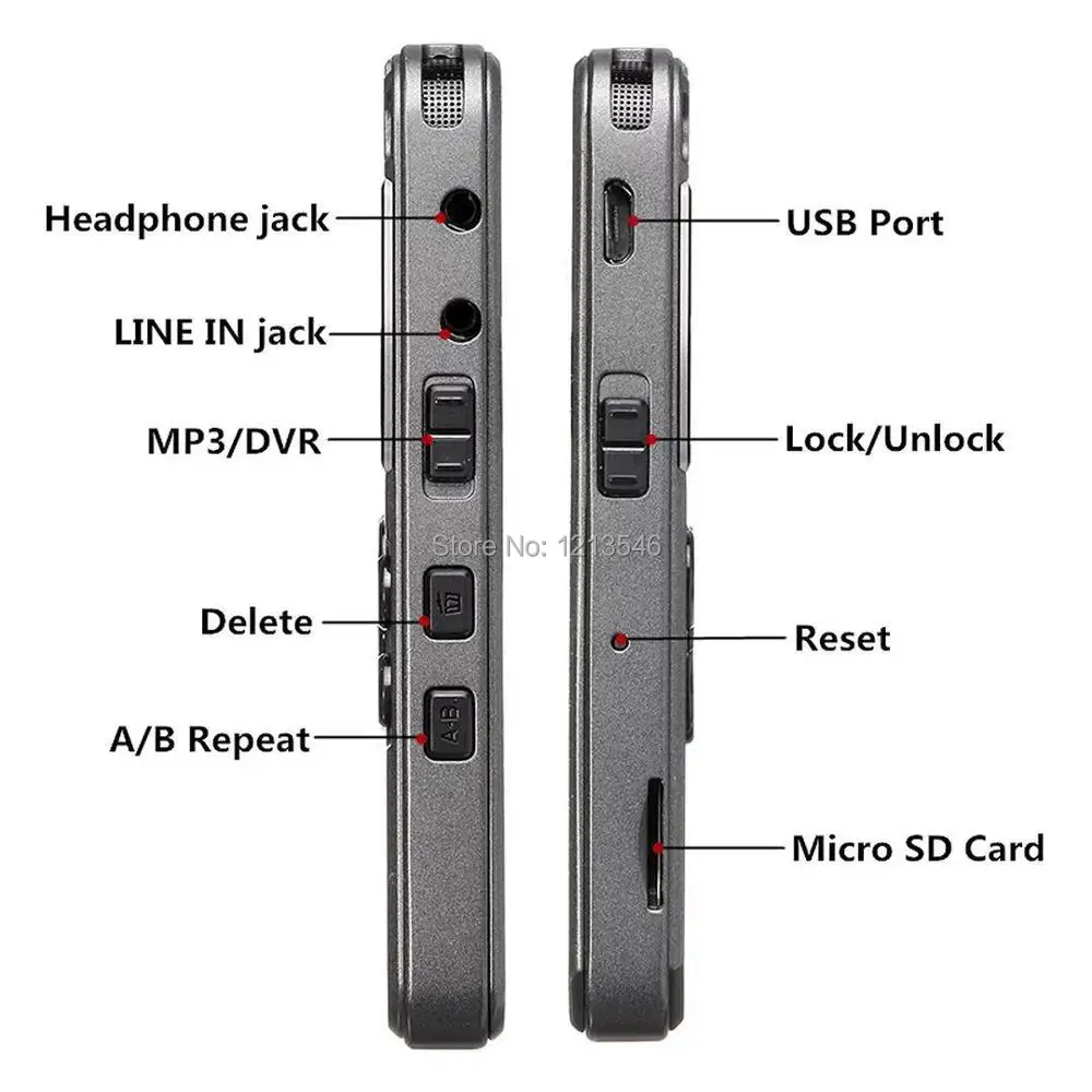 مسجل الصوت الرقمي تسجيل الصوت الإملاء MP3 LED عرض الصوت المنشط 8GB الذاكرة الحد من الضوضاء