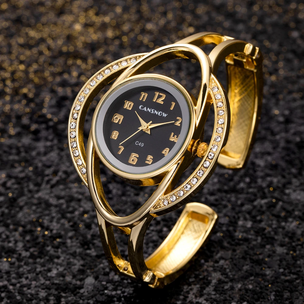 Relojes de lujo con diamantes de imitación para mujer, pulsera de oro con esfera pequeña, reloj de pulsera femenino de marca superior