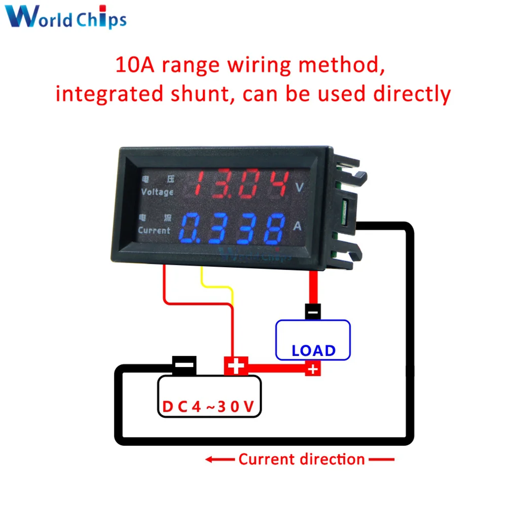 M4430 DC 100V/200V 10A Digital Voltmeter Ammeter 0.28\'\' LED Display High Precision Volt AMP Meter