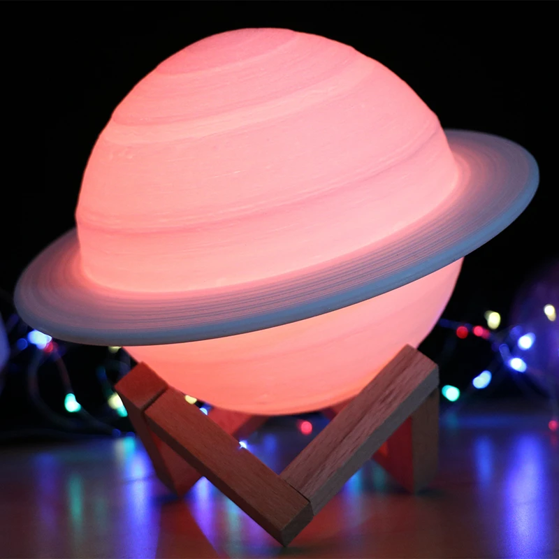 Imagem -05 - Lâmpada de Led Saturno Céu Estrelado Luz Noturna Toque Colorido Recarregável 3d Impresso Lâmpadas de Lua para a Decoração do Quarto Presentes de Natal