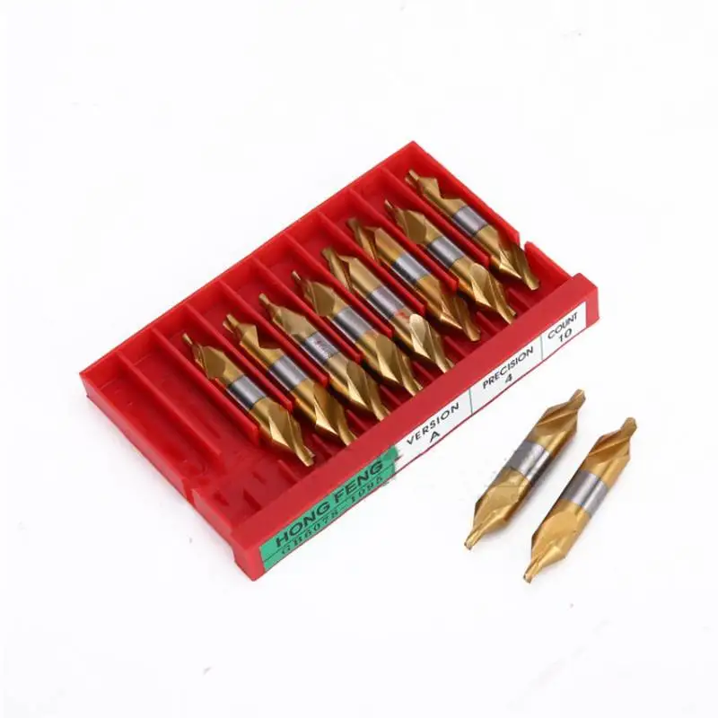 1.0-1.5-2.0-2.5-3.0-3.5-4.0-5.0mm 10pcs HSS Titanium Coated Spiral Center Drill Bit Set Metalworking Drill Hole Cutter 60 Degree