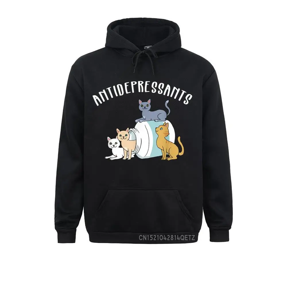 Oversized Male Hoodies Cat Antidepressant Funny Cat Chic Casual Sweatshirts Long Sleeve Custom Sportswears