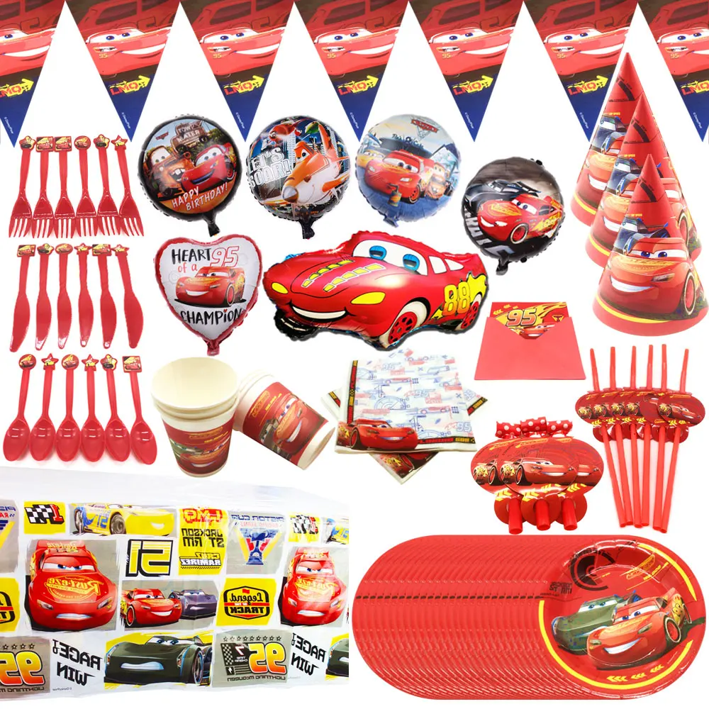 

Disney Cars Lightning Mcqueen Baby Happy Birthday Party Supplies Decoration Set Disposable Tableware Tablecloth Plate Cup Banner