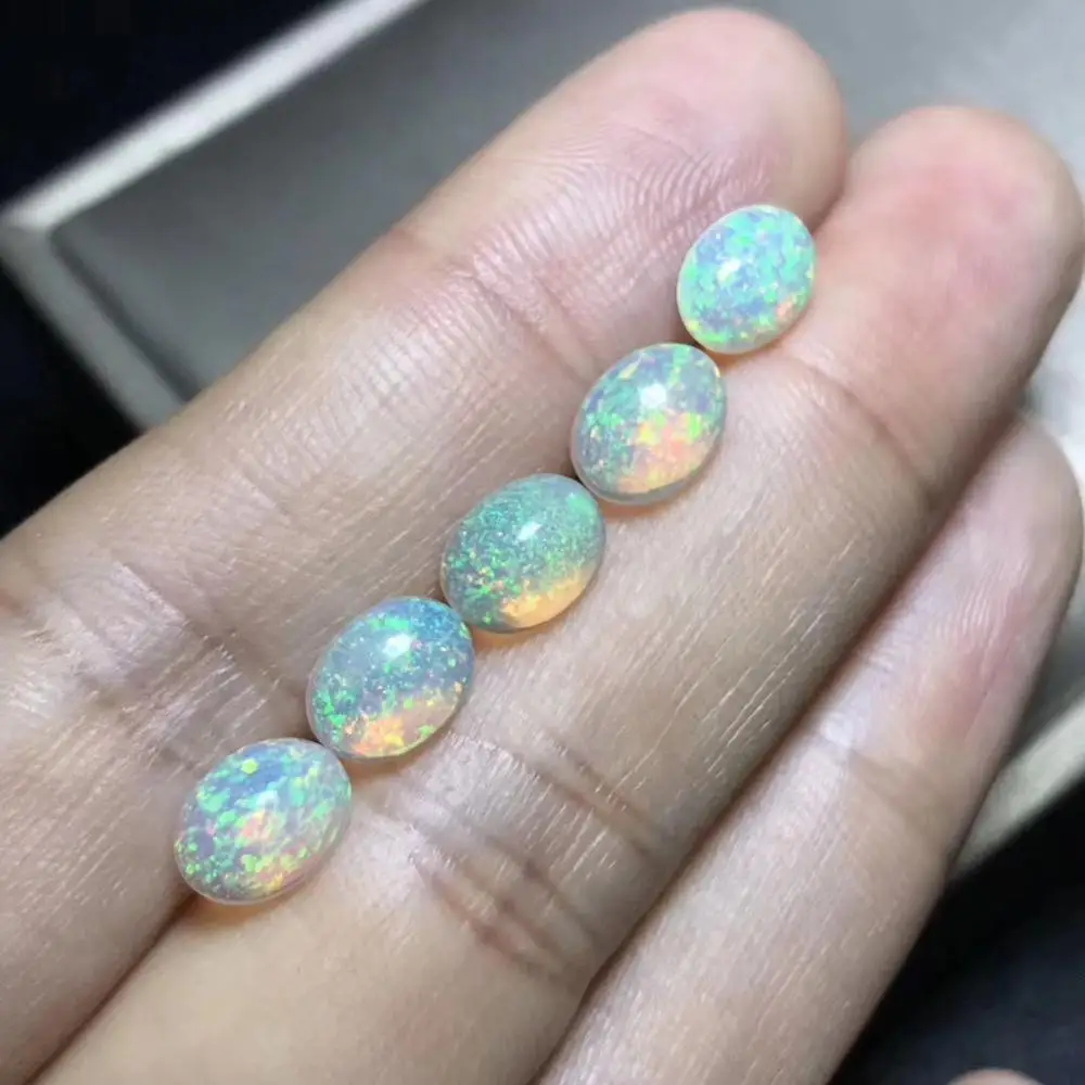 natural genuine opal gemstone nude gem colorful fireworks fit for your own jewelry ornament DIY gift 7x9 mm size good round gem