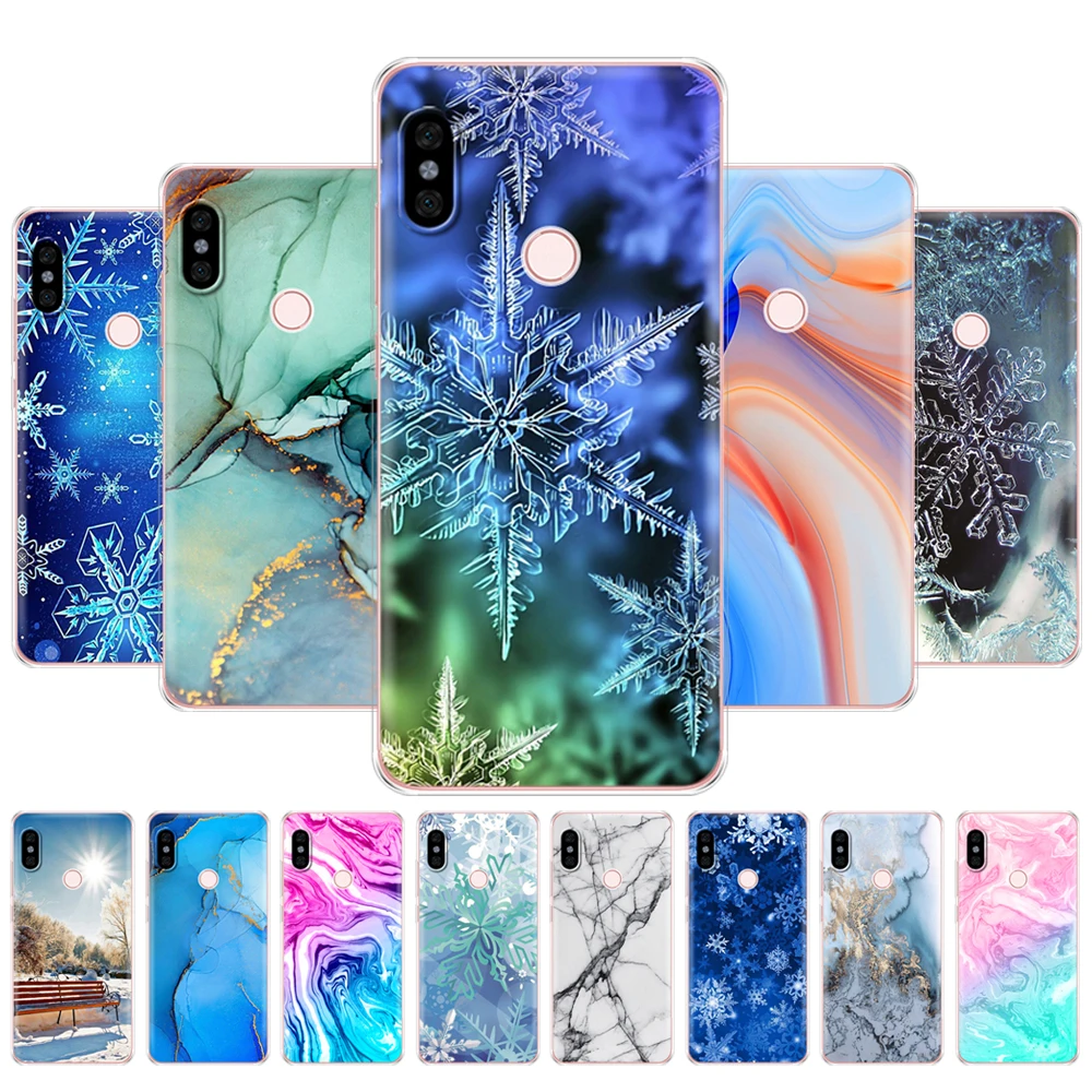 For Xiaomi Redmi Note 5 global version Case Soft TPU Back Phone Cover For redmi note 5 pro marble snow flake winter christmas