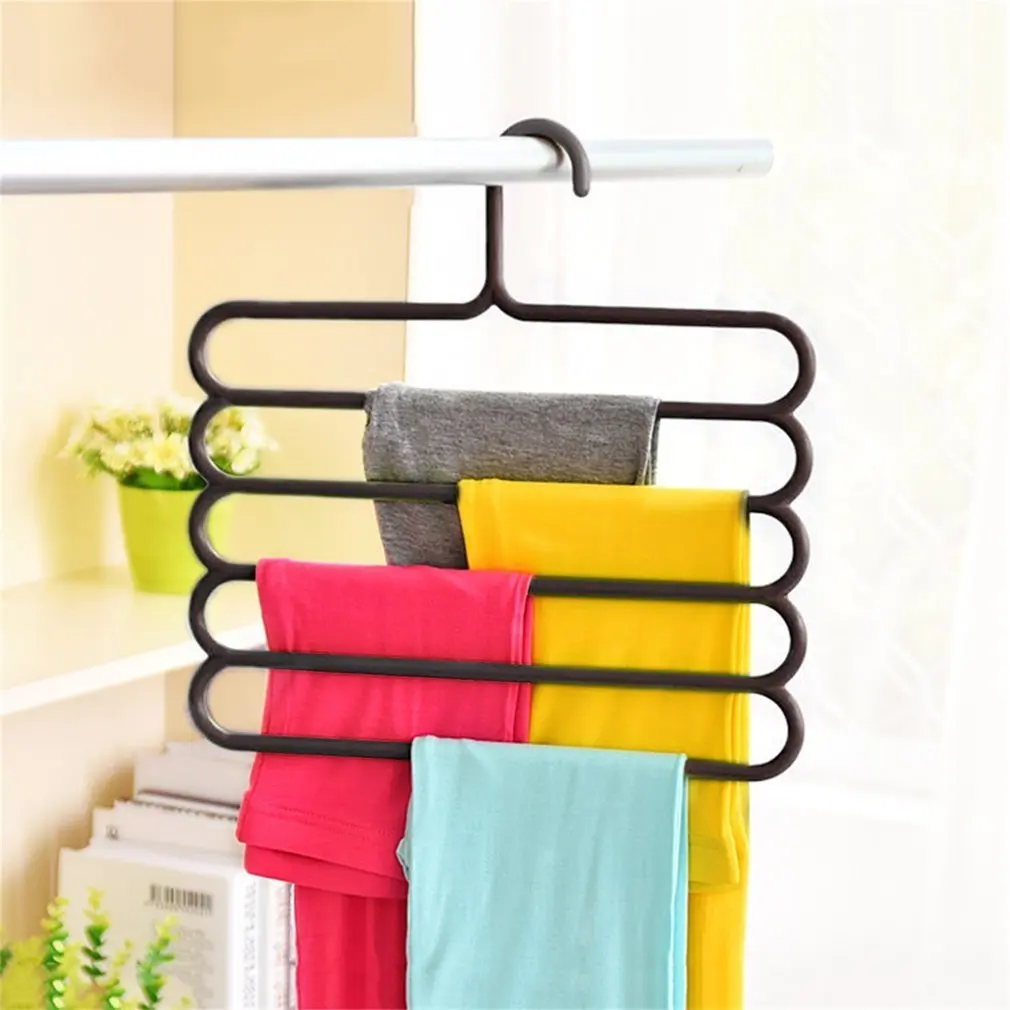 Hot Home Anti-Slip Rvs Broek Hanger Multifunctionele Broek Kast Riem Houder Rek-Type 5 Lagen Ruimte Besparen