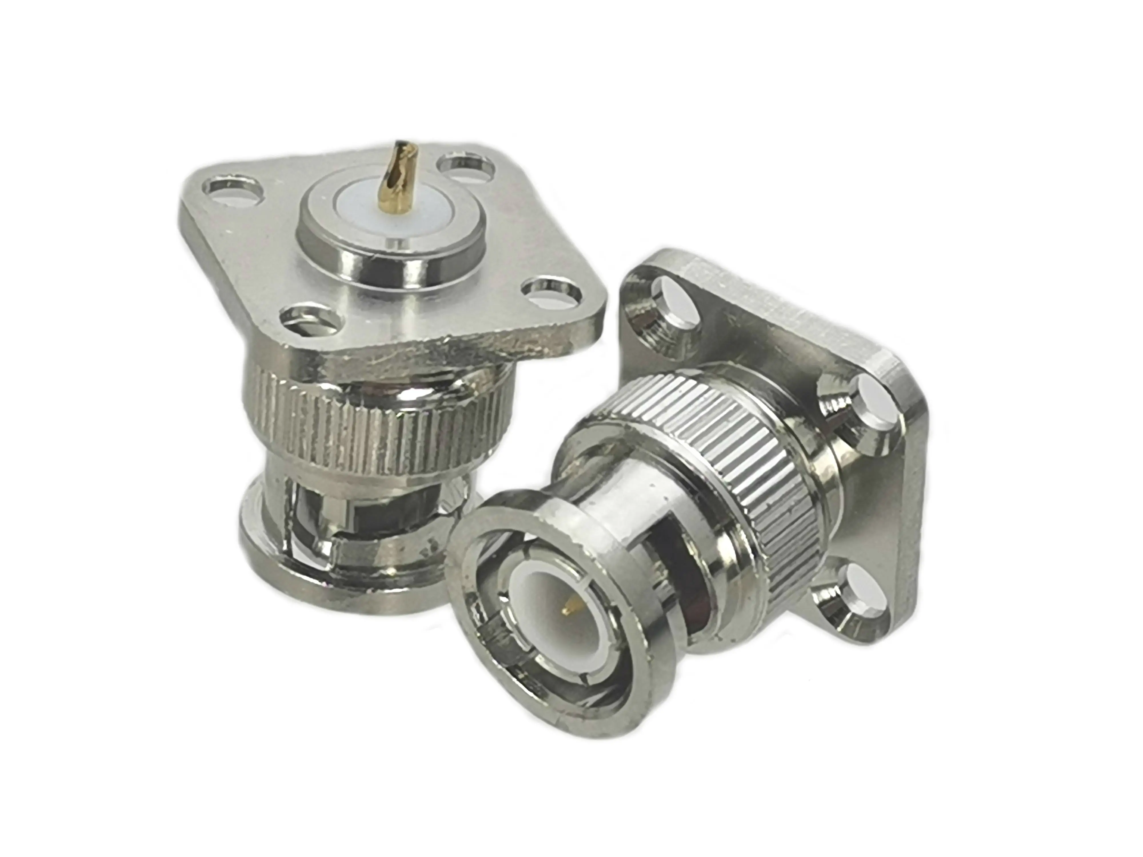 

10Pcs Connector BNC Male plug 4-holes Flange Solder Panel Mount RF Adapter Coaxial High Quanlity