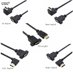 Kompatybilny z HDMI 90 stopni kąt prosty HDTV mocowanie panelu złodziejka kabel śruby HDTV kobiecy męski przewód złącze panelu