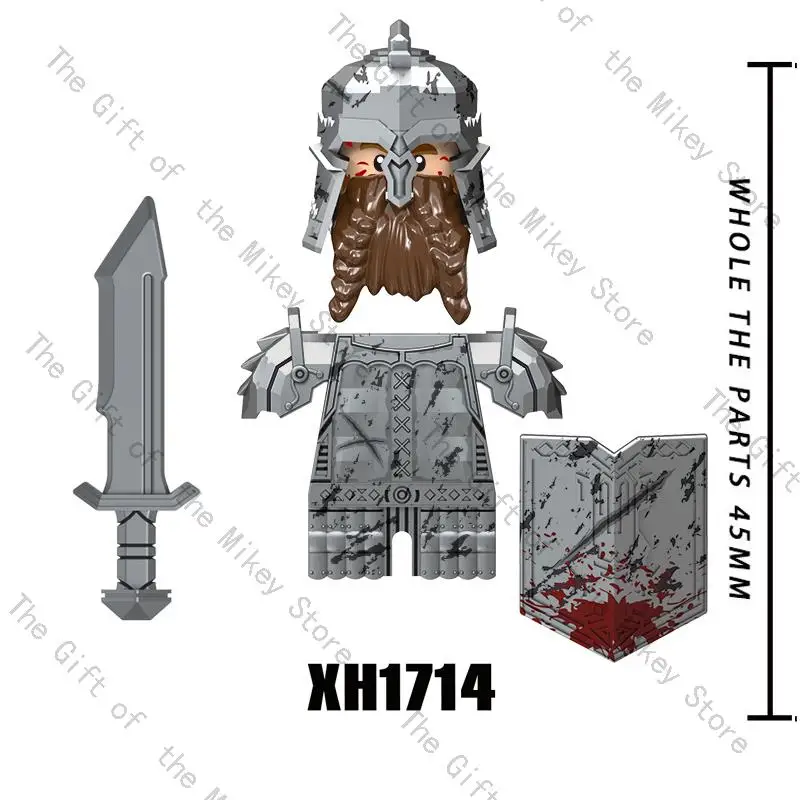 One Set Medieval Time Knight Dwarf Soldier Elves Figures Building Blocks Accessories Armor Shield Weapon Toys For Children X0314