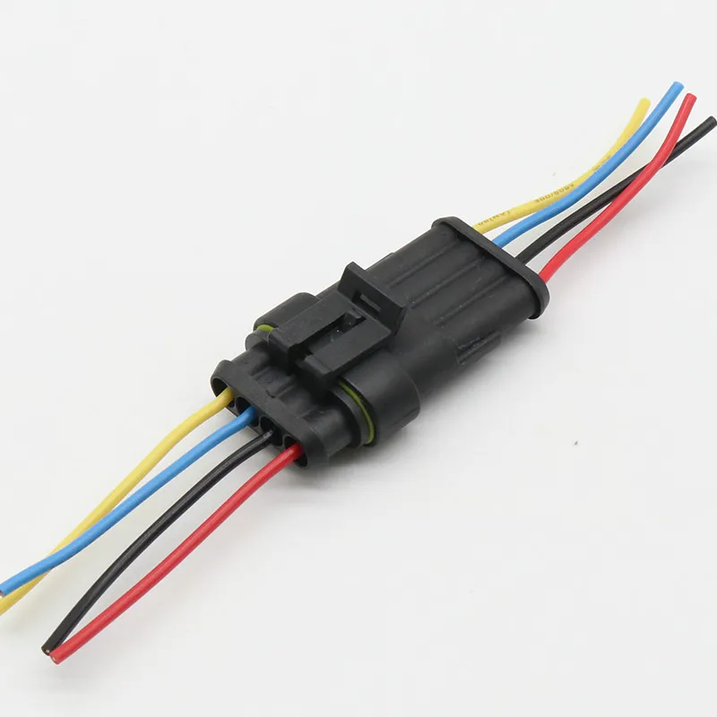 Conector de cable eléctrico impermeable, juego de conectores automáticos con cable, sellado de 4 pines