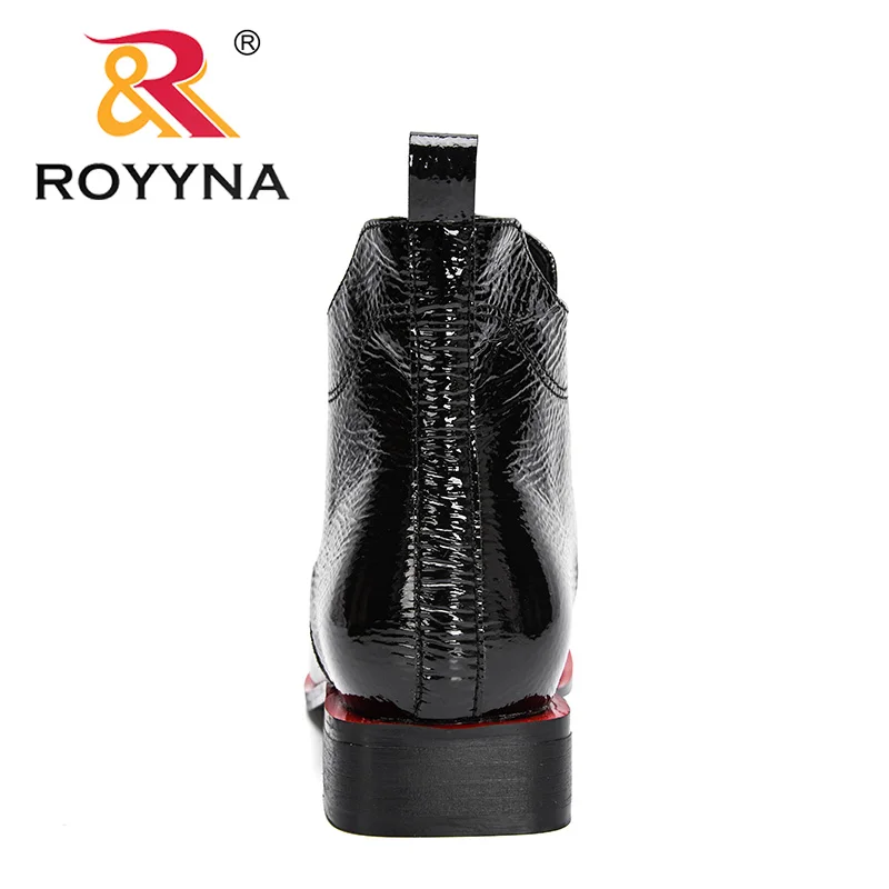 ROYYNA 2022 New Designers Fashion Luxury Brand Lower Heels Warm Patent Ankle Boots Ladies Chunky Comfortable Boots Mujer Zapatos