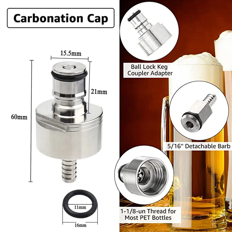 Montaje de línea de Gas de bloqueo de bola de 1,5 metros con tapa de carbonatación de acero inoxidable, dispensador de barril Corny de Soda, Kit de