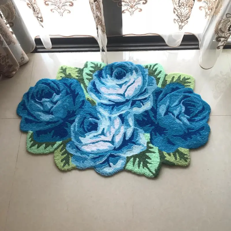 

new arrival romantic red rose flocking rug mats for living room/bathroom/bedroom/wedding carpet handmade top quality floor rugs