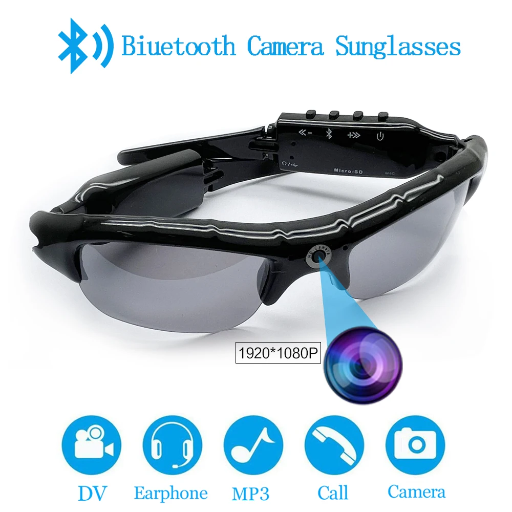 1080P HD Glasses Camera Audio Video Mini Recorder Outdoor Cycling Protable Micro Secret Surveillance Camcorder MP3 DV Action Sun