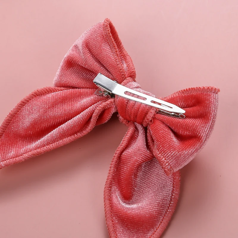 1PC Korean Solid Large Bows Elegant Velvet Hairpins Children Barrettes Cute Hair Clips Headwear For Kids Girls Hair Accessories