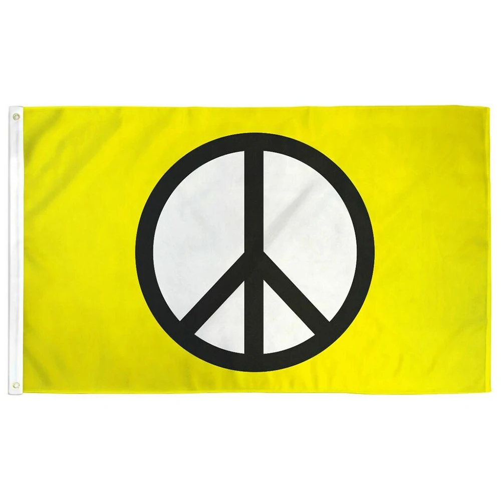 Символ мира, желтый флаг, 3x5 футов, баннер, 100D, 150X90 см, полиэстеровые латунные втулки