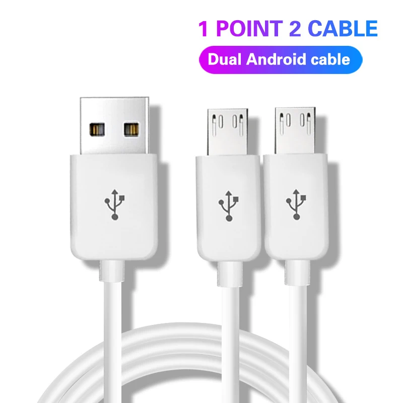 McGiLLon 2 In1 Micro USB Cable Smartphone Charger USB Male to 2 Microusb Male Cable For Mobile Phone Tablet Power Bank