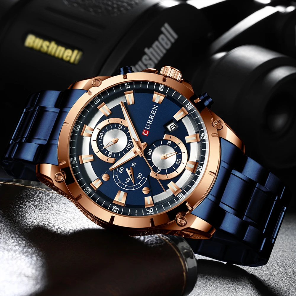 CURREN Creative Design Watches Men Luxury Casual Quartz Wristwatch with Stainless Steel Chronograph Sport Watch Male Clock