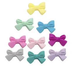 10pcs Bowknot 실리콘 구슬 BPA 무료 나비 넥타이 DIY 쥬얼리에 대 한 아기 Teething 구슬 Chewable 아기 Teething 선물 만들기