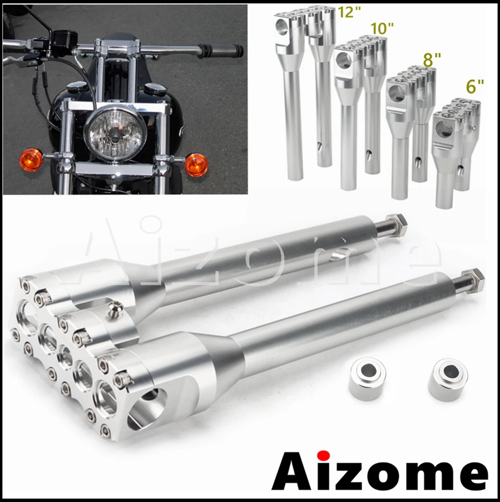 

6" 8" 10" 12" Aluminum Motorcycle Risers 1-1/4" Handlebar Rise Clamp Straight Column Riser for Harley Dyna Softail Sportster