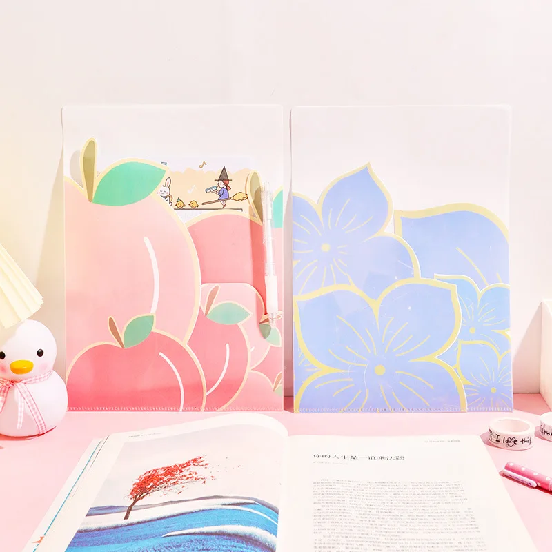 Kawaii Multi-layer Creative Folder Fun College Wind Information Bag A4 Office File Bag Test Paper Information Booklet