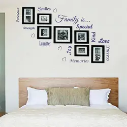 Family Tree Photo Picture Frame Collage Wall Sticker Smile Memories Love Success Inspirational Quote Wall Decal Living Room