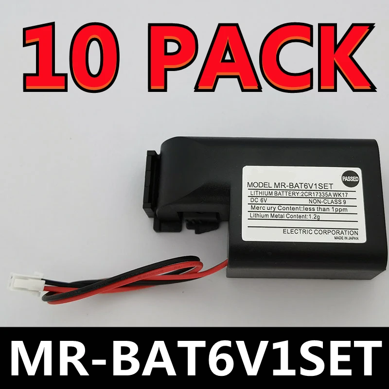 

10 PACK Original NEW MR-BAT6V1SET For Servo MR-J4 6V PLC Lithium Battery With Connectors