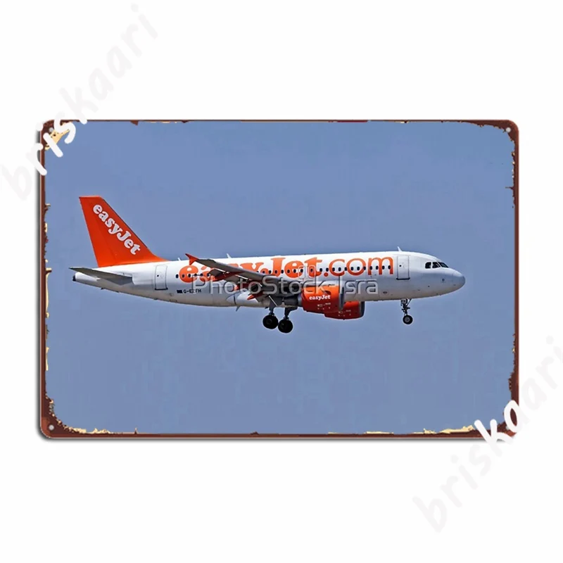 Easyjet Airbus A319 At Milan Malpensa Italy Metal Signs Cinema Kitchen Club Bar Classic Garage Decoration Tin sign Posters