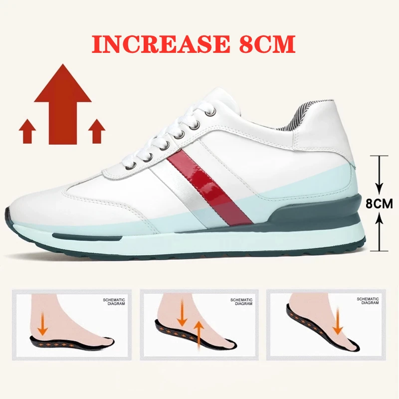 FUQIAO Elevator Shoes uomo Sneakers altezza scarpe uomo aumento scarpe aumento 8CM Leather Lift scarpe sportive in pelle scarpe alte