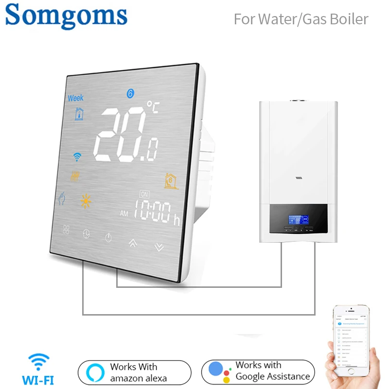 

WiFi Smart Thermostat Temperature Controller for Water/ Gas Boiler Smart Life Tuya APP Works with Alexa Google Home.