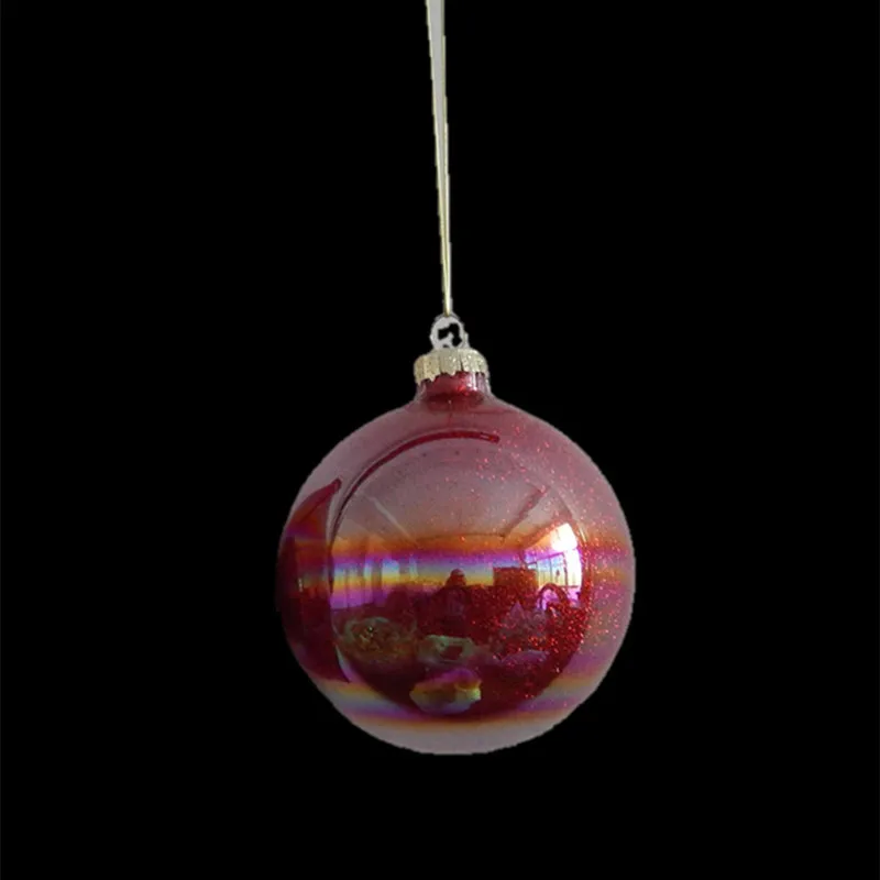 

12pcs/pack Diameter=8cm Pearl Lustre Color Powder Glass Globe Home Decoration Christmas Tree Hanger Festival Hanging Ornament