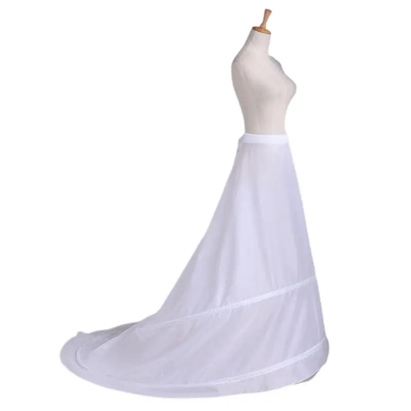 Bride Wedding Dress Trailing Skirt Petticoat Yarnless 2-hoops Elastic Waist Drawstring Adjustable Fishtail Slip Skirts