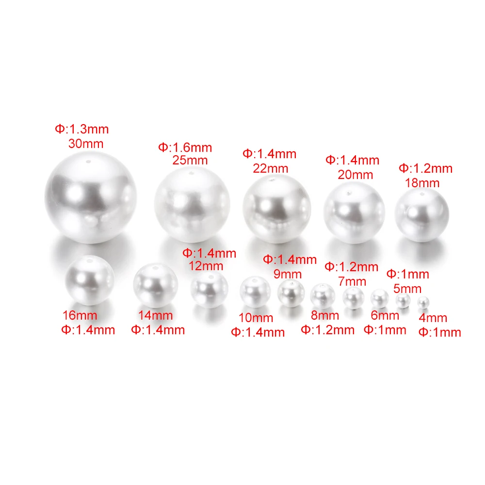 10-300Pcs 4-30mm White ABS Imitation Pearl Half Hole High-gloss Beads for DIY Necklace Earrings Pendants Jewelry Making Supplies